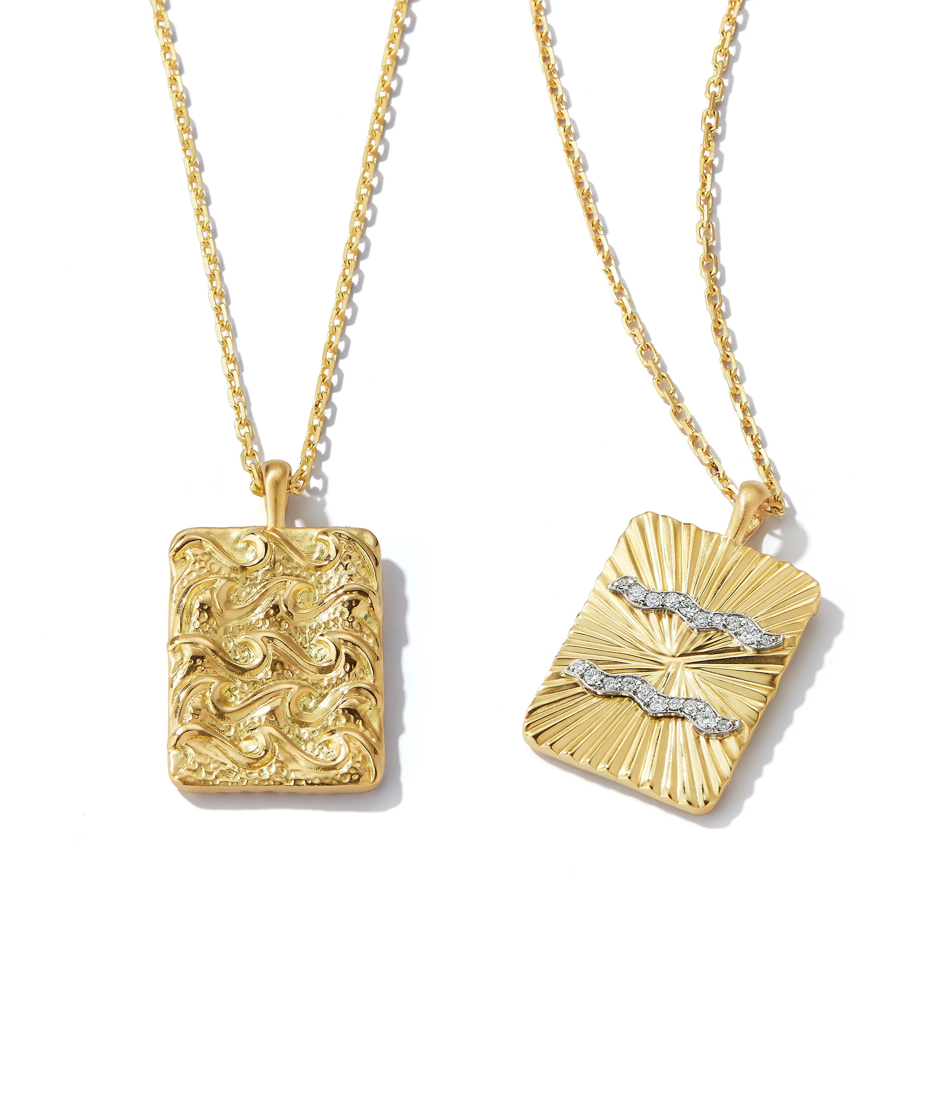 Aquarius Zodiac Pendant Necklace, Diamonds