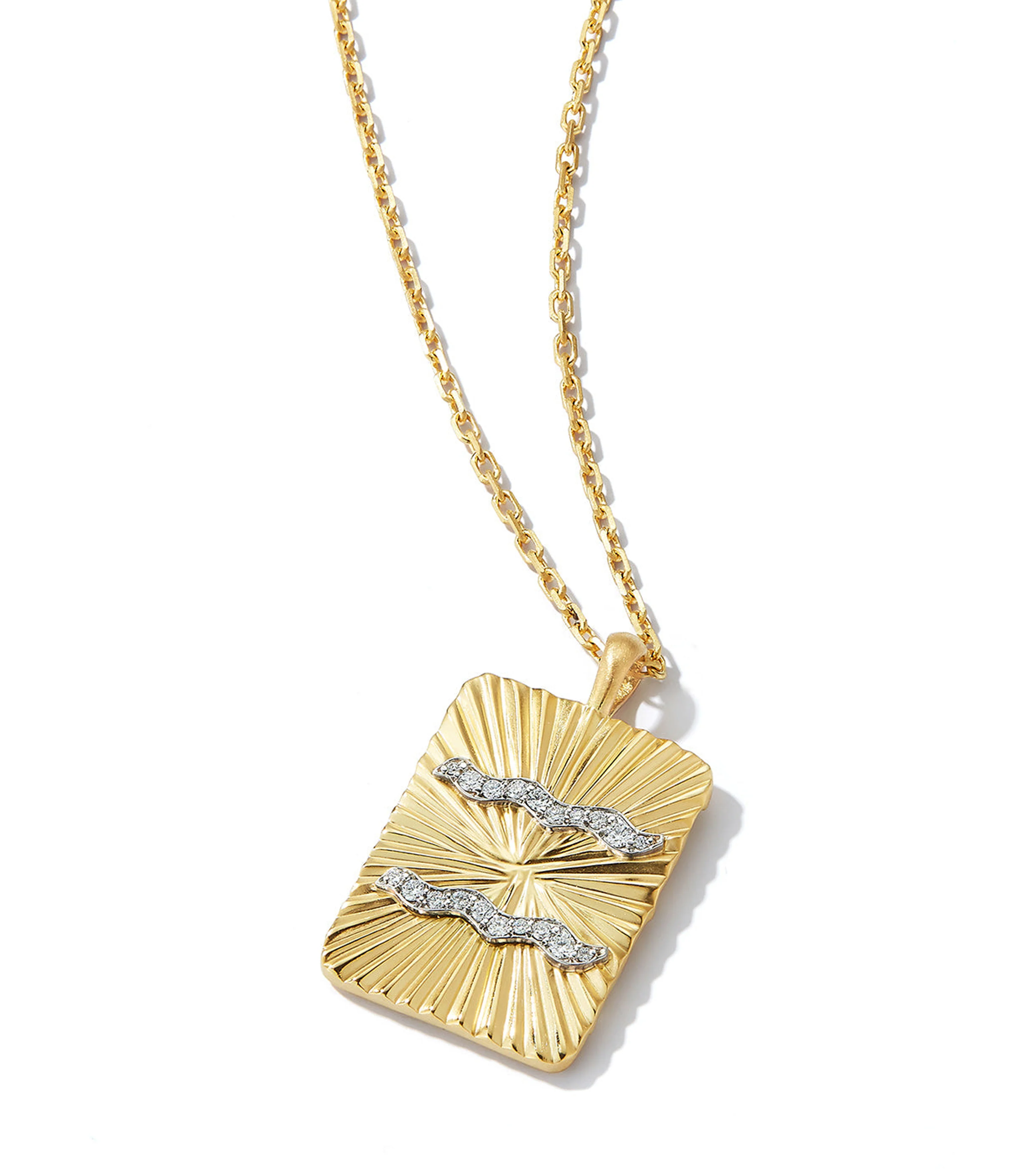 Aquarius Zodiac Pendant Necklace, Diamonds - Image 3
