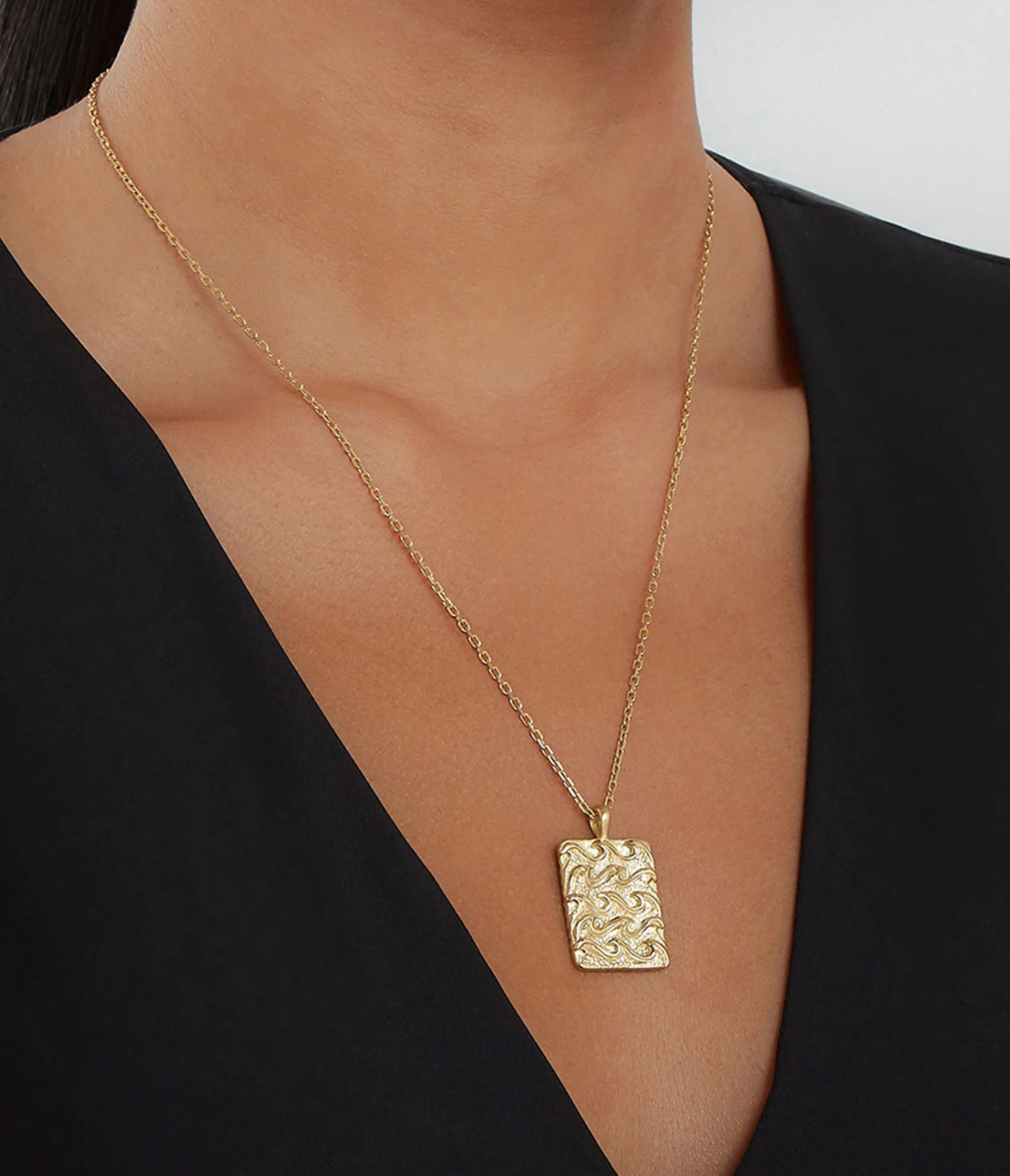Aquarius Zodiac Pendant Necklace, Diamonds - Image 4