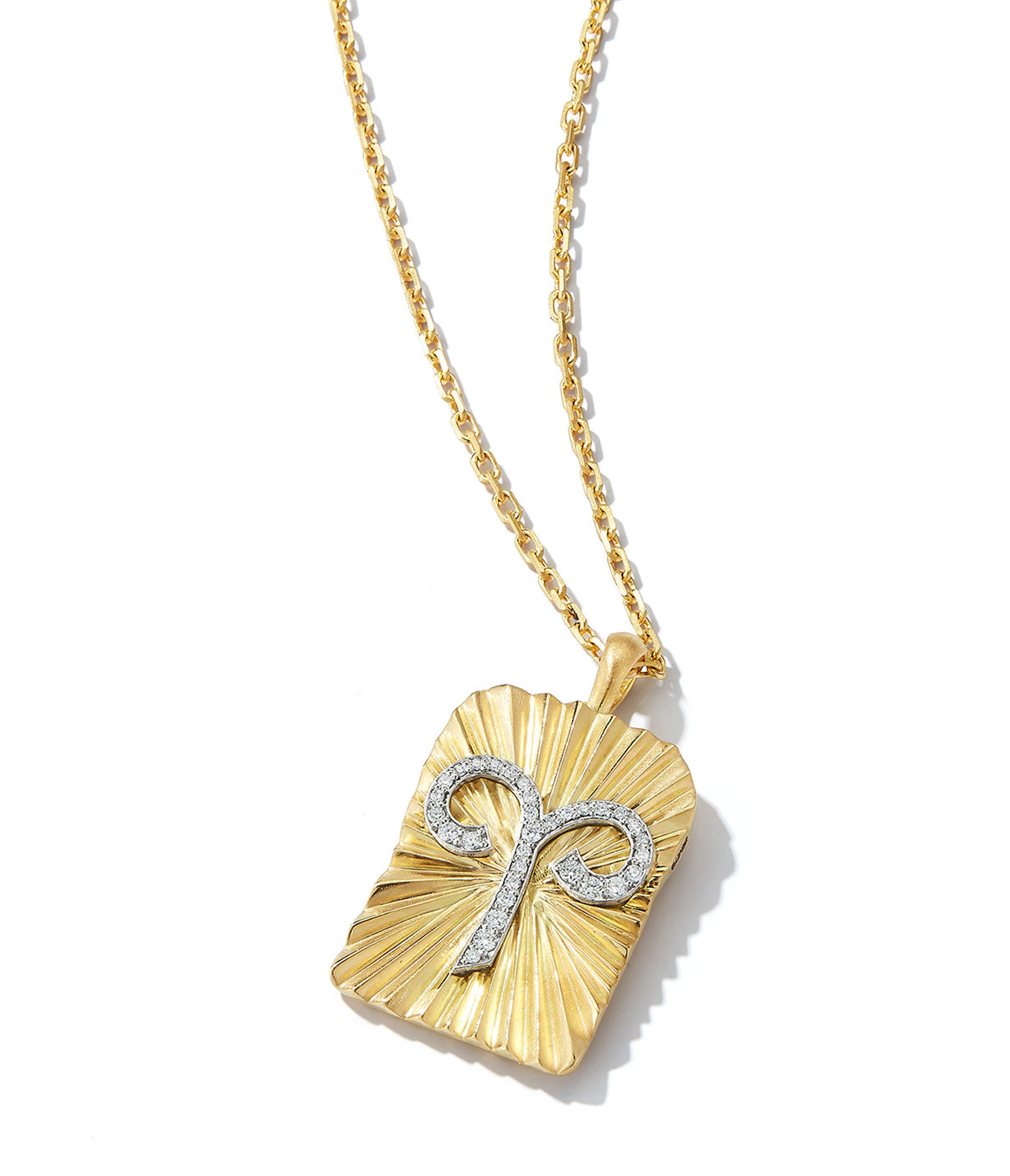 Aries Zodiac Pendant Necklace, Diamonds - Image 3