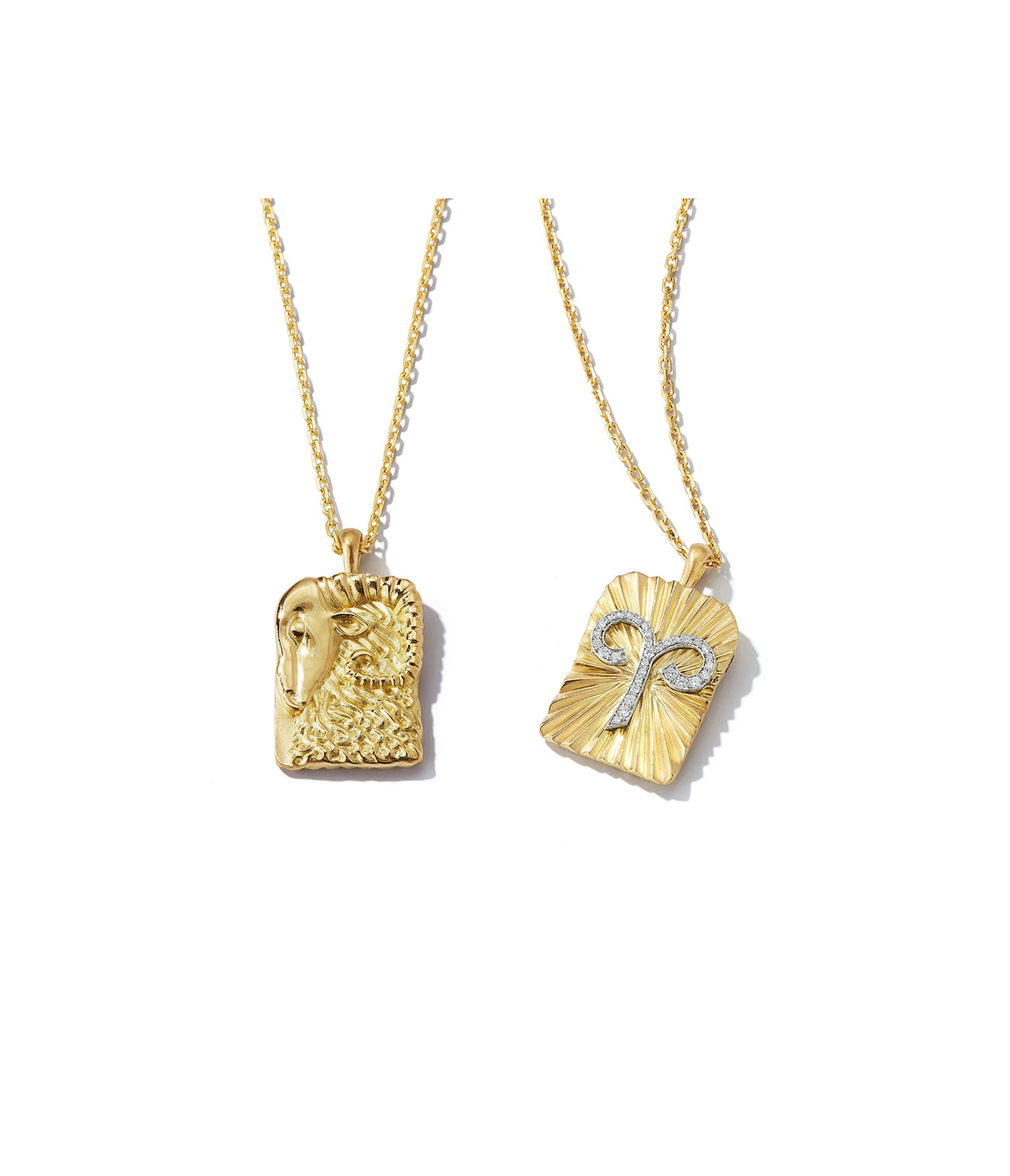 Aries Zodiac Pendant Necklace, Diamonds - Image 6