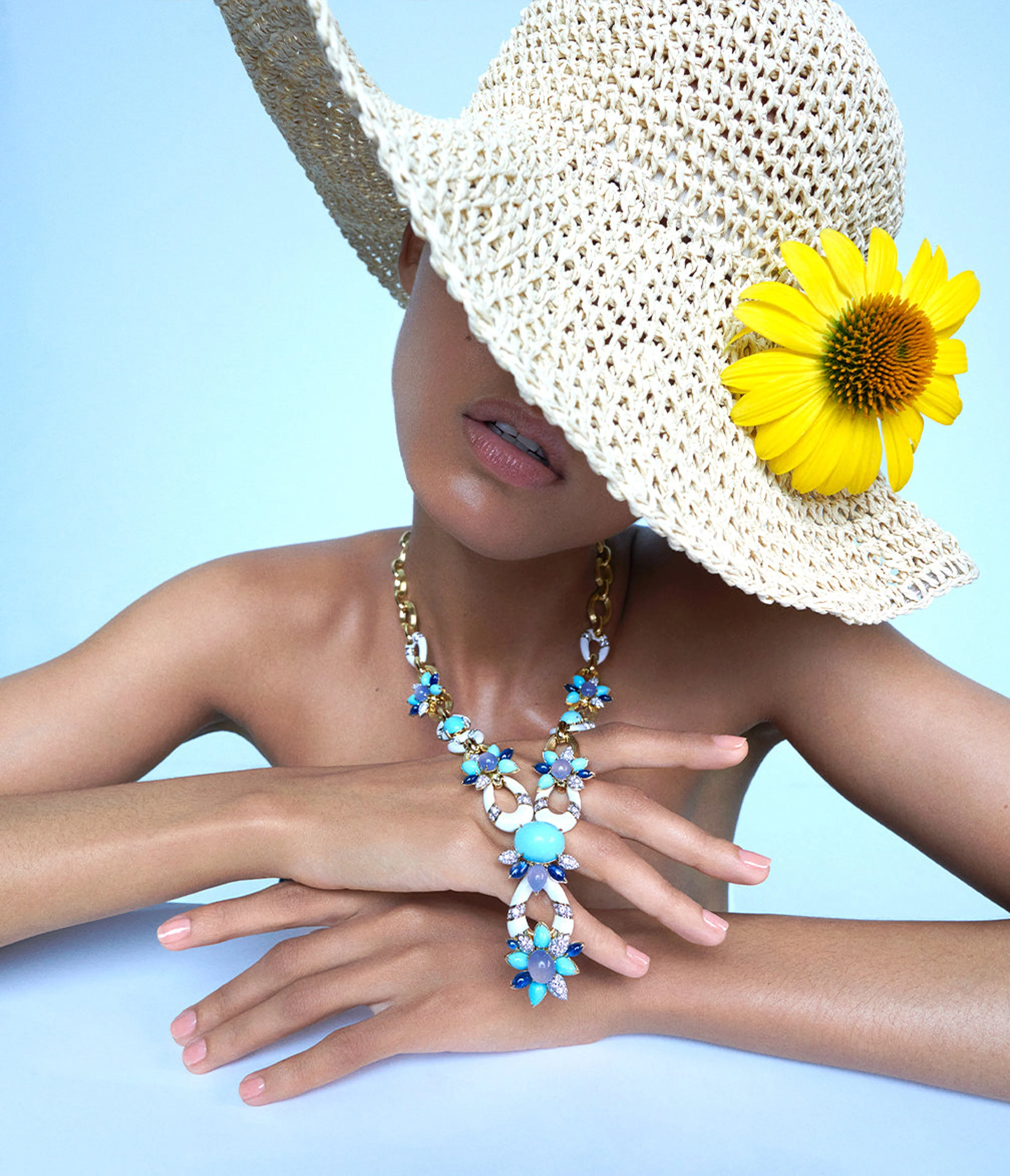 Asheville Necklace, Hammered 18K Gold, Turquoise, Diamonds - Image 4