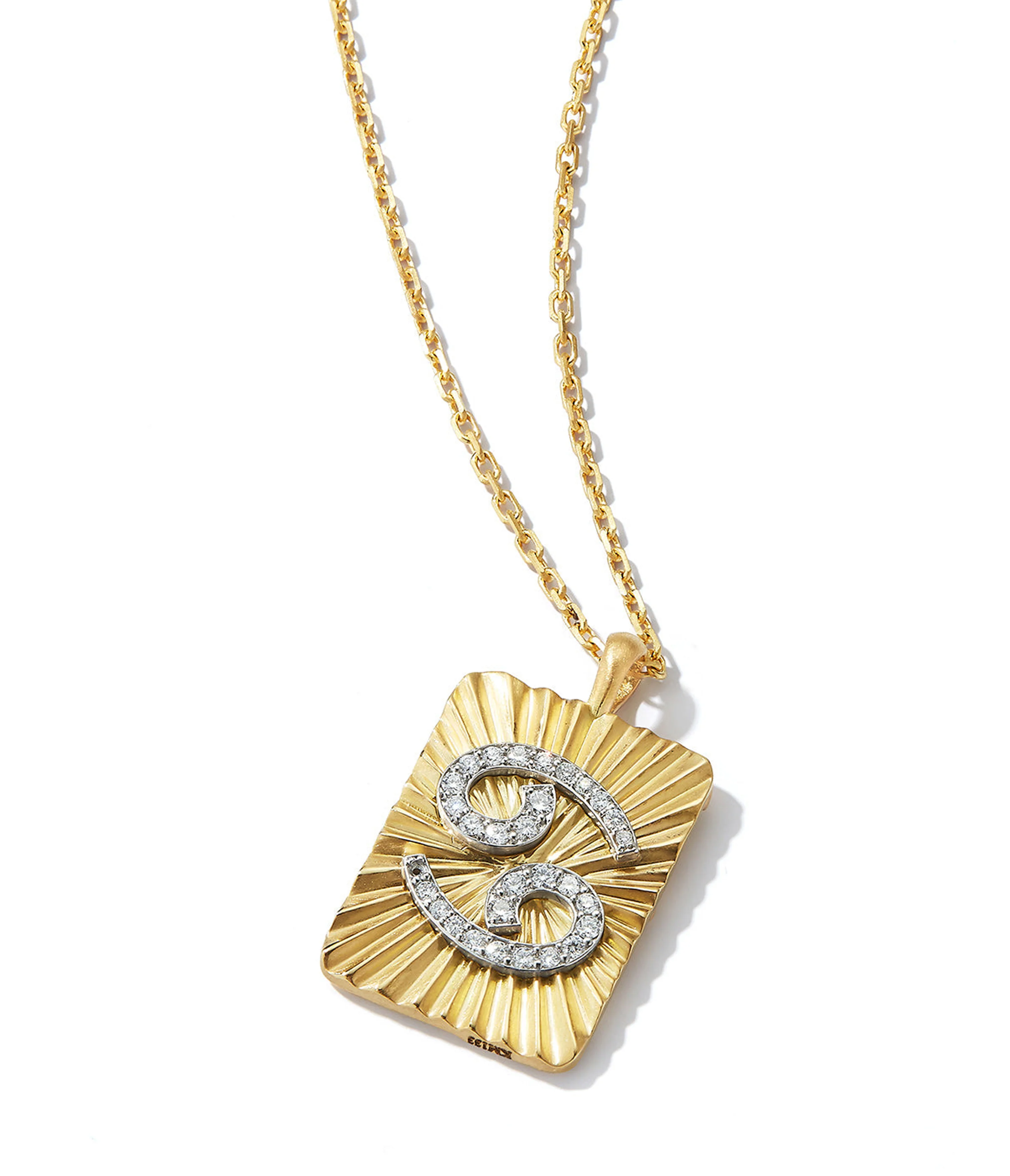 Cancer Zodiac Pendant Necklace, Diamonds - Image 3