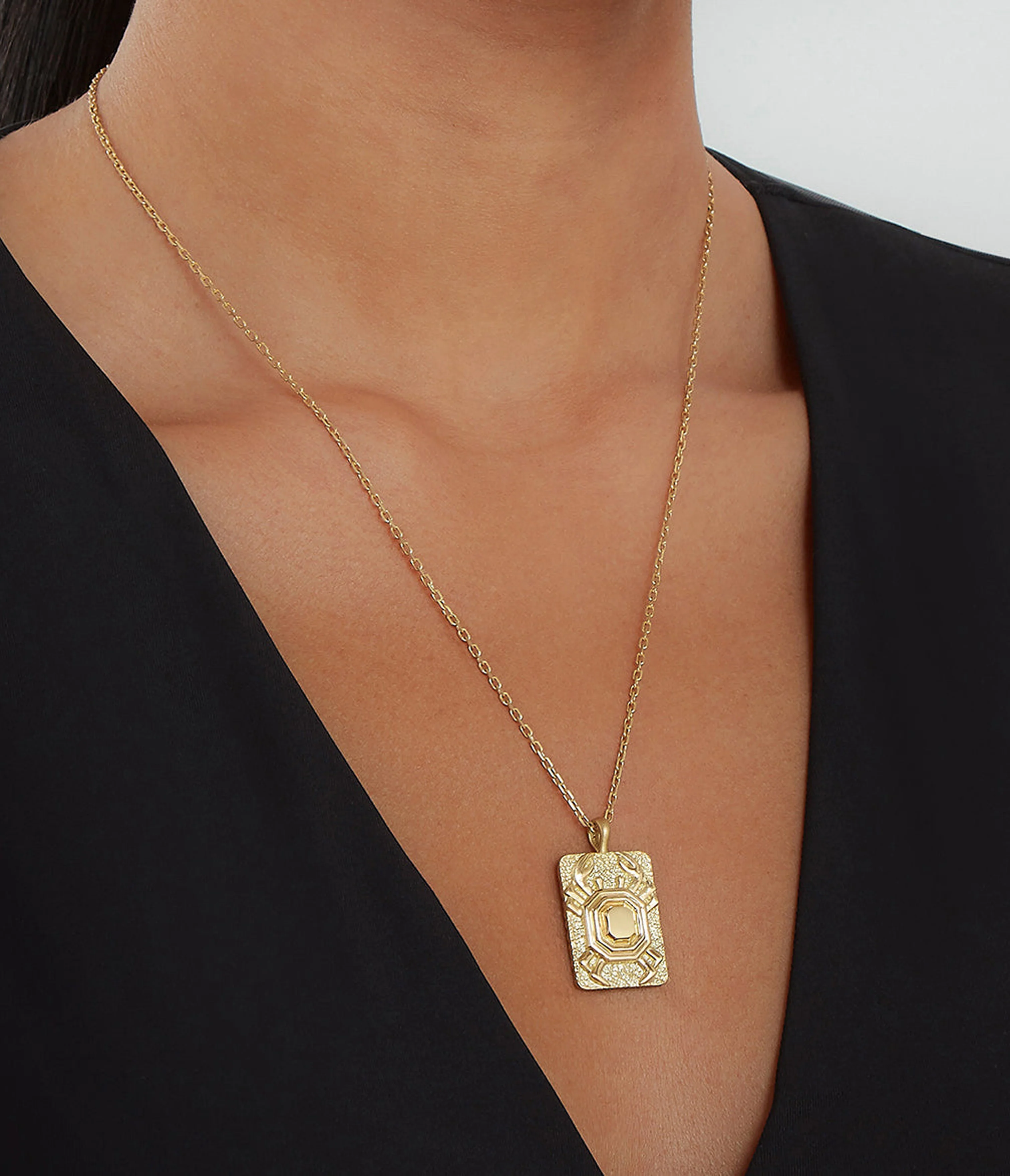 Cancer Zodiac Pendant Necklace, Diamonds - Image 4