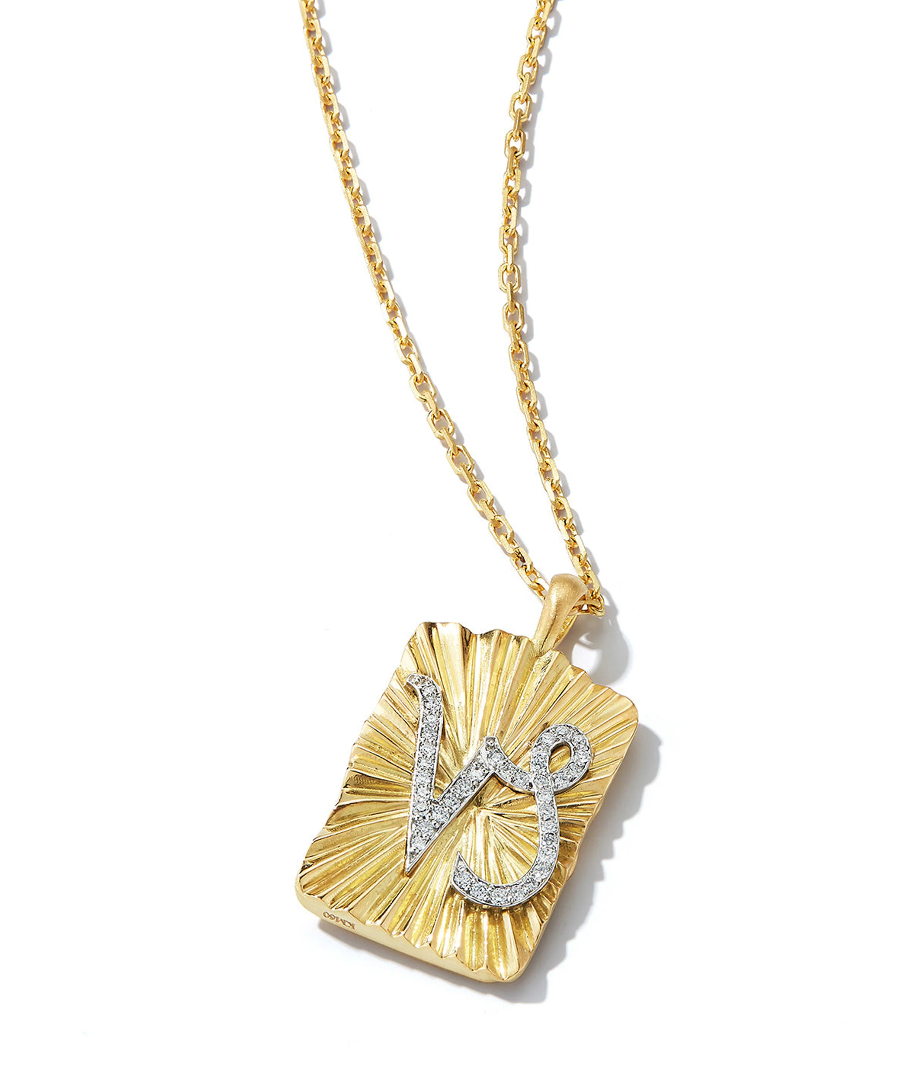 Capricorn Zodiac Pendant Necklace, Diamonds - Image 3