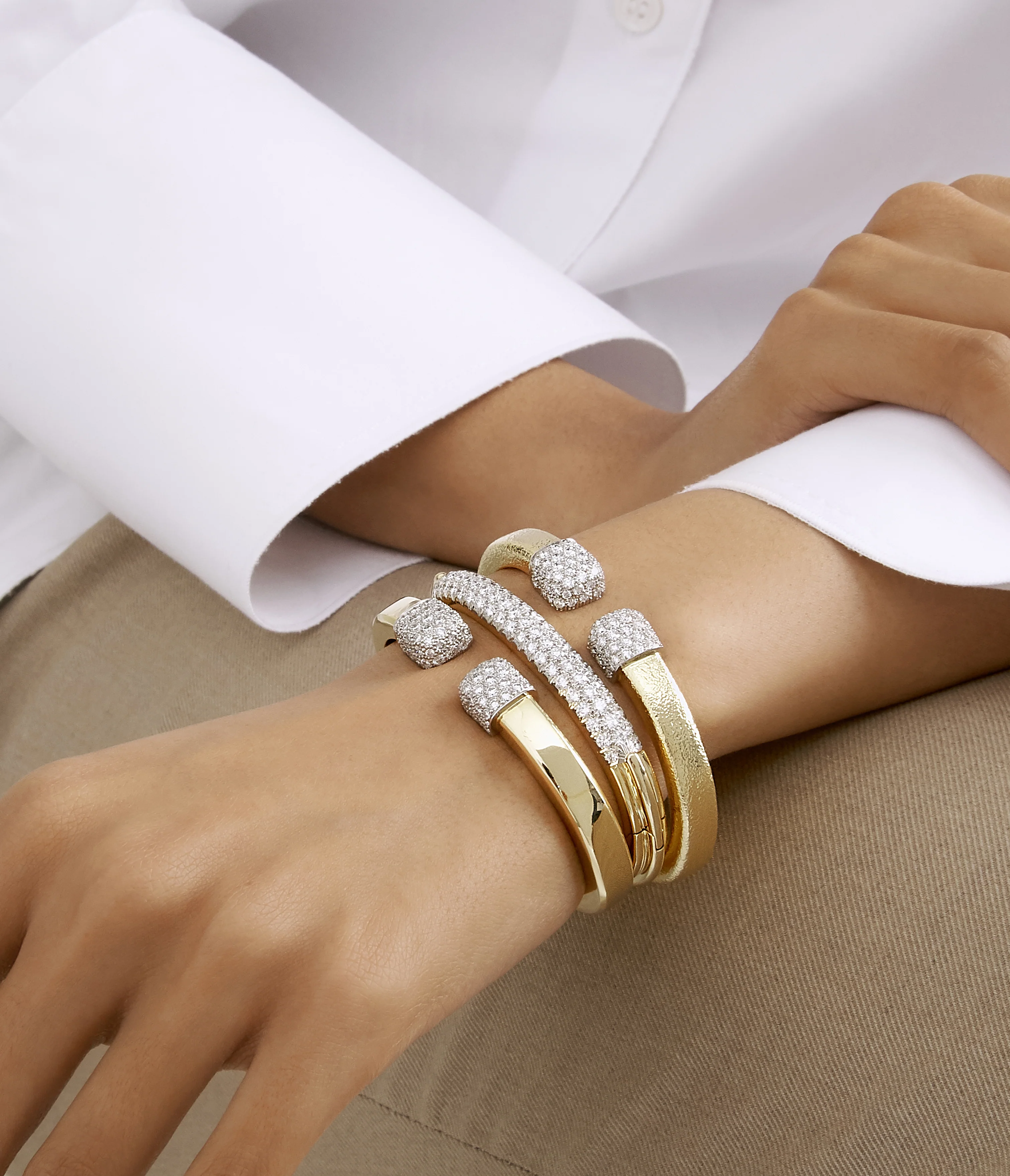 Sugar Cube Bracelet, Hammered 18K Gold - Image 2