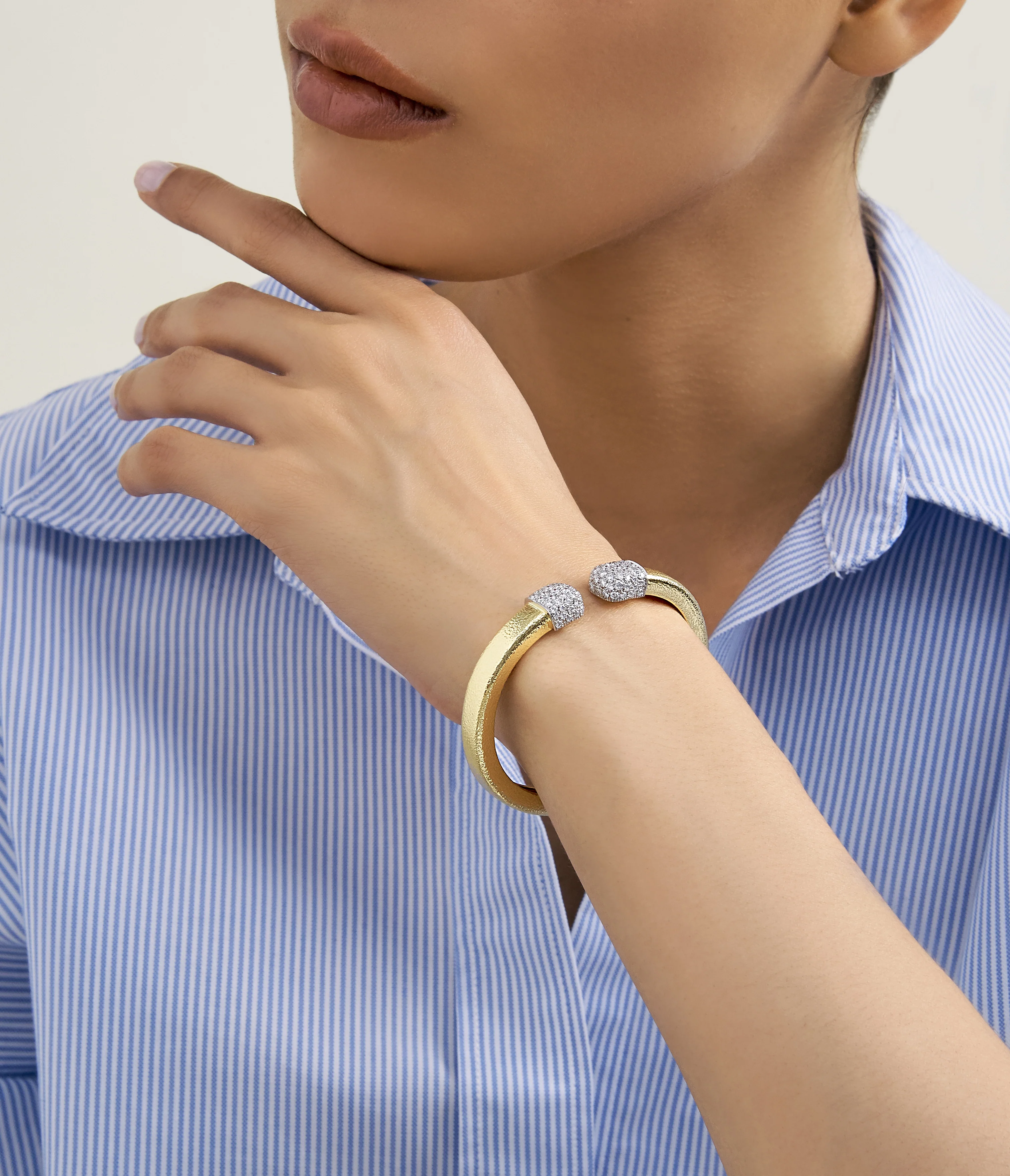 Sugar Cube Bracelet, Hammered 18K Gold - Image 3