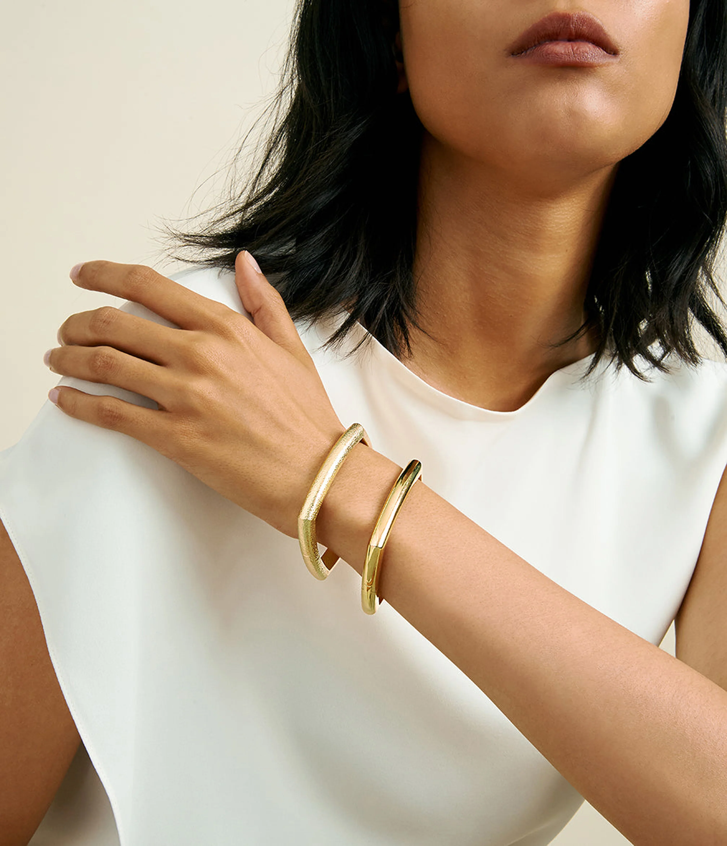 Large Quad Bangle, Polished 18K Gold - Image 2