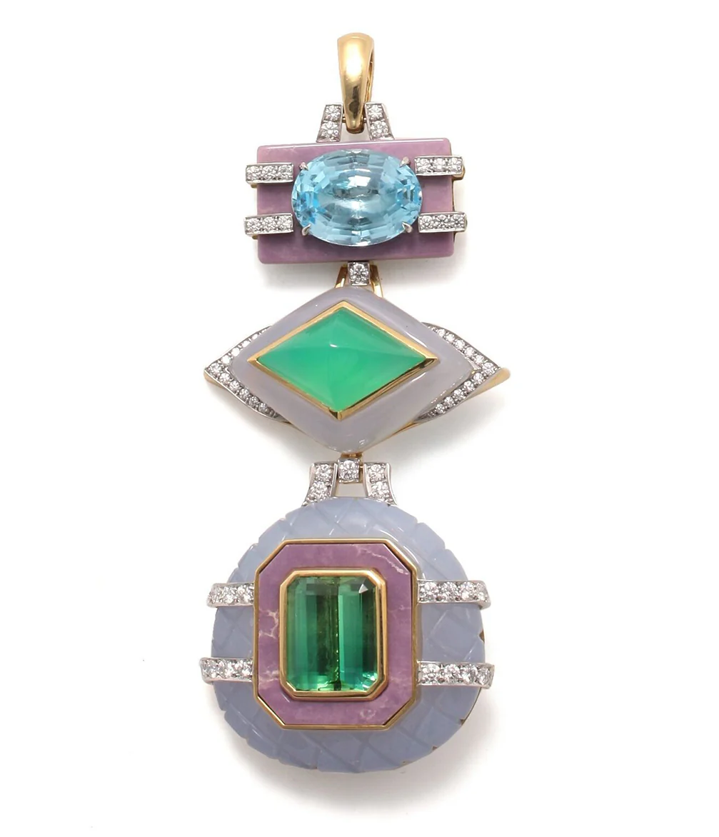 Totem Pendant, Aquamarine, Chrysoprase, Mint Tourmaline